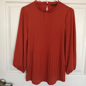 𝅺adrianna Papell pleated loose fit top burnt orange